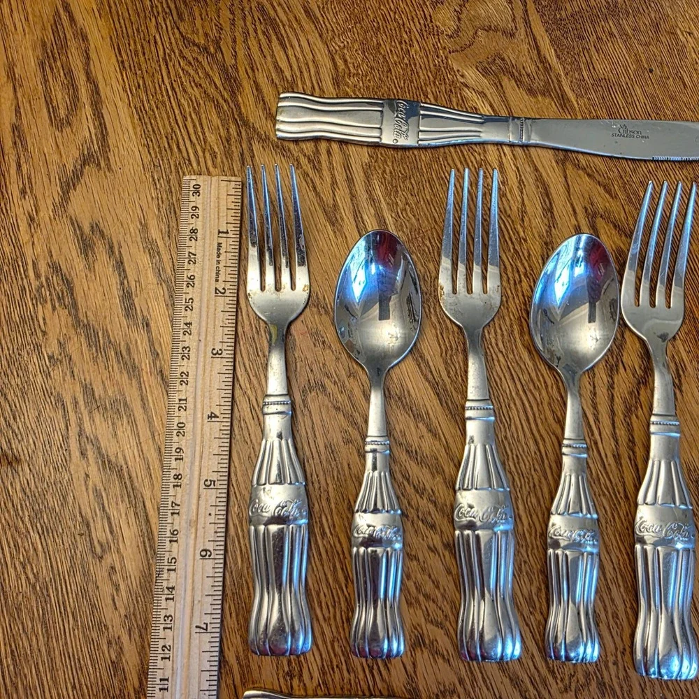 Gibson Coca-Cola Stainless Steel‎ Flatware Set 8pc Bottle Handle Vintage Style